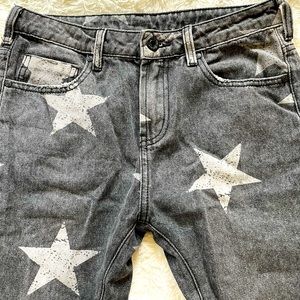 Grey star patterned denim pants 30” waist